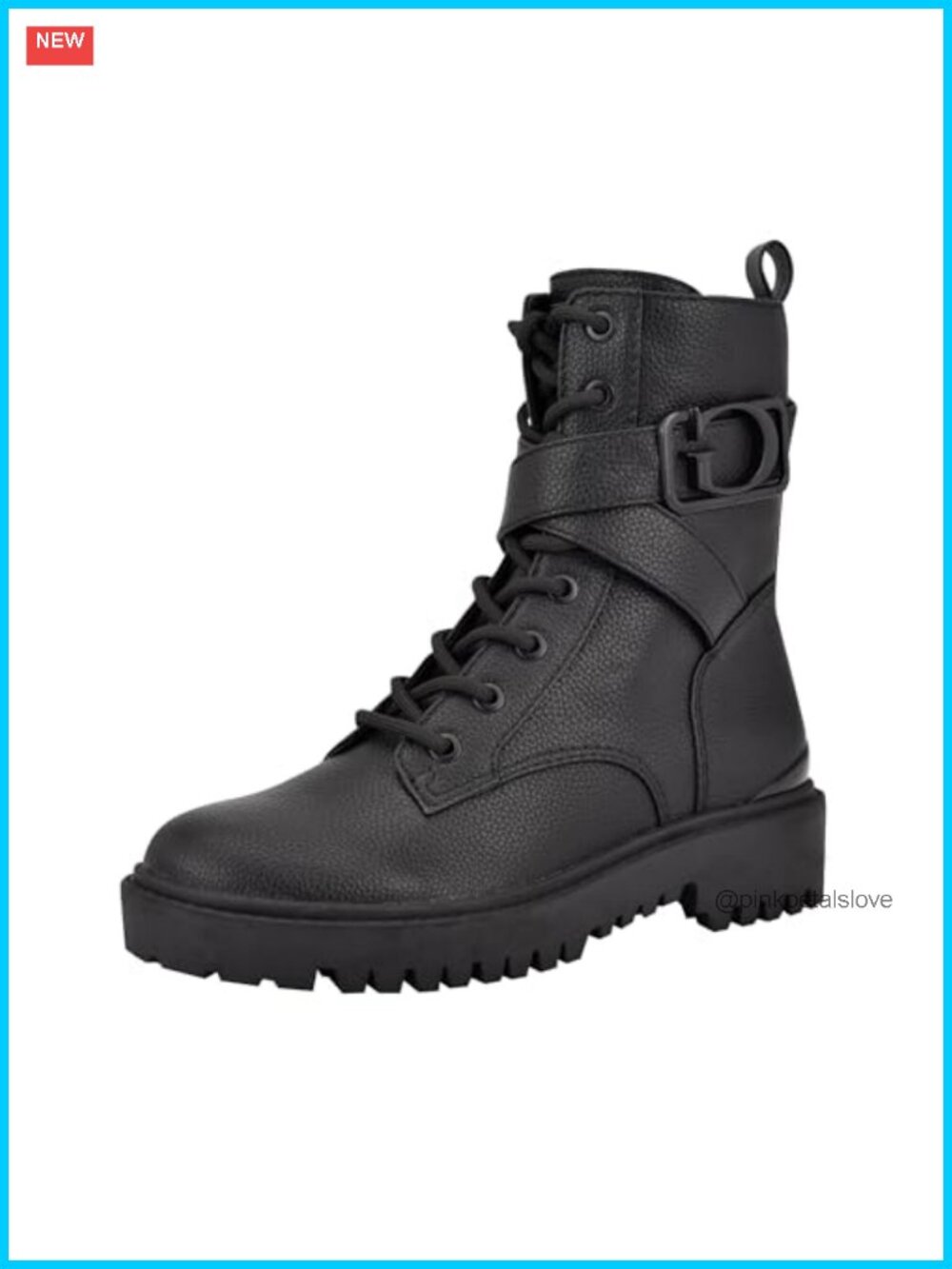 Faux Leather Combat Boots Chunky Lug Sole Ankle Booties Side Zipper